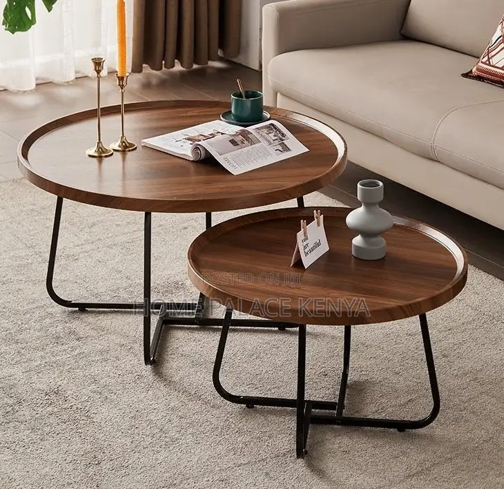Nesting Table: Black Color Wood Panel Coffee Table