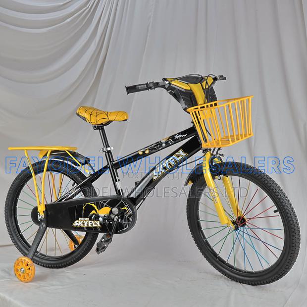 Skyfly 20" Kids Bicycle With Basket Training Wheels – Black Yellow