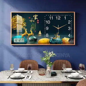 Fade Resistant 100x50cm Rectangular Crystal Porcelain Wall Clock Art
