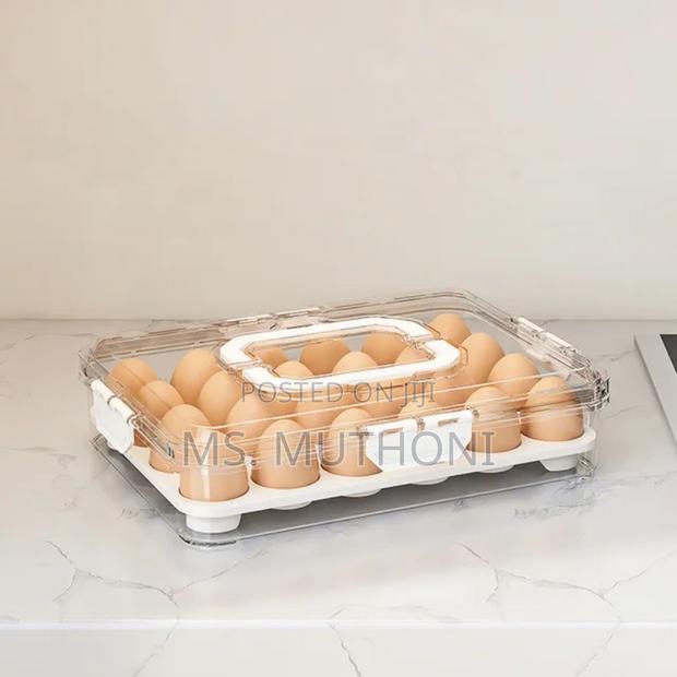 24 PCS Hard Acrylic Stylish Egg Holder With Handles - main view