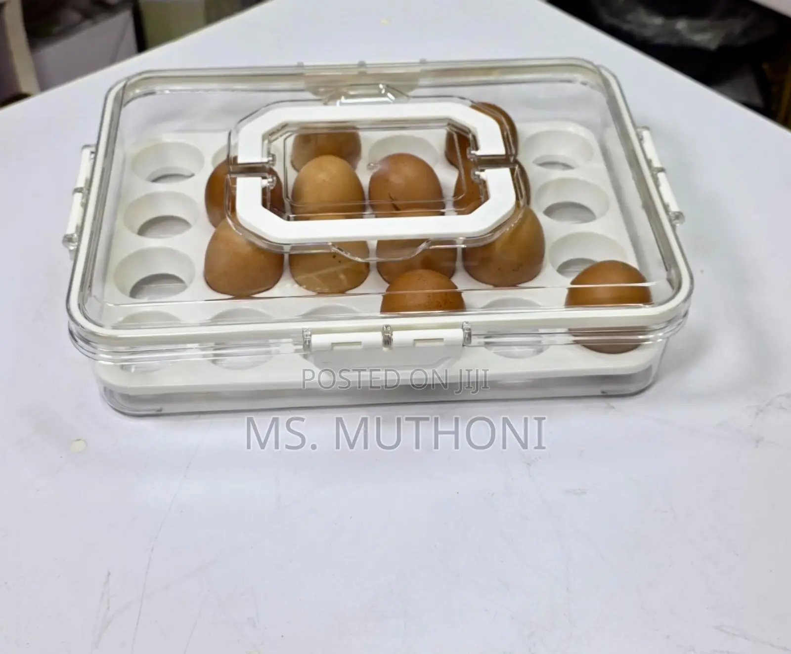 24 PCS Hard Acrylic Stylish Egg Holder With Handles