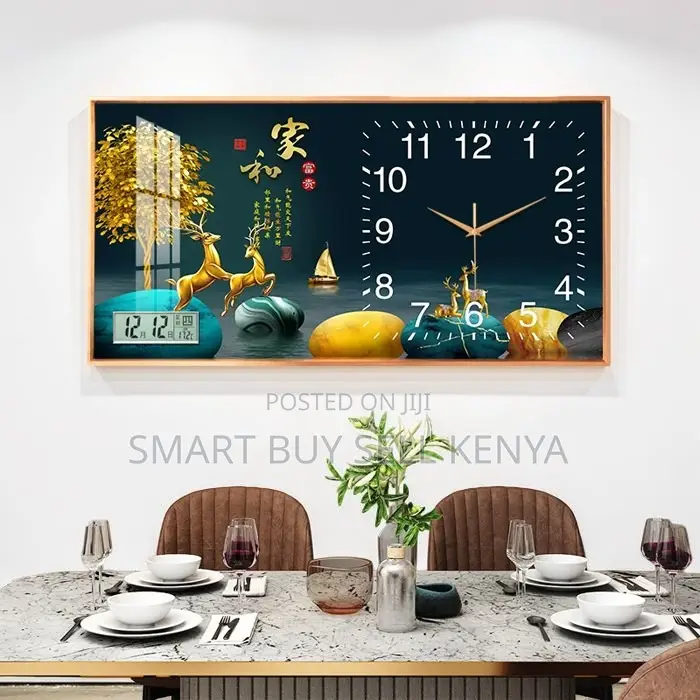 Precise Timing 100x50cm Rectangular Crystal Porcelain Wall Clock Art