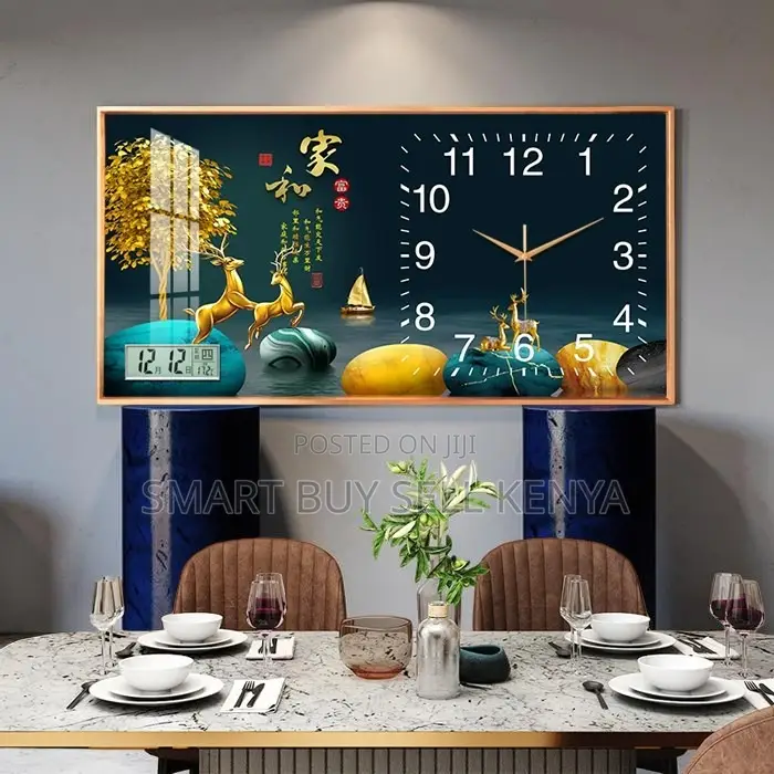 Easy to Install 100x50cm Rectangular Crystal Porcelain Wall Clock Art