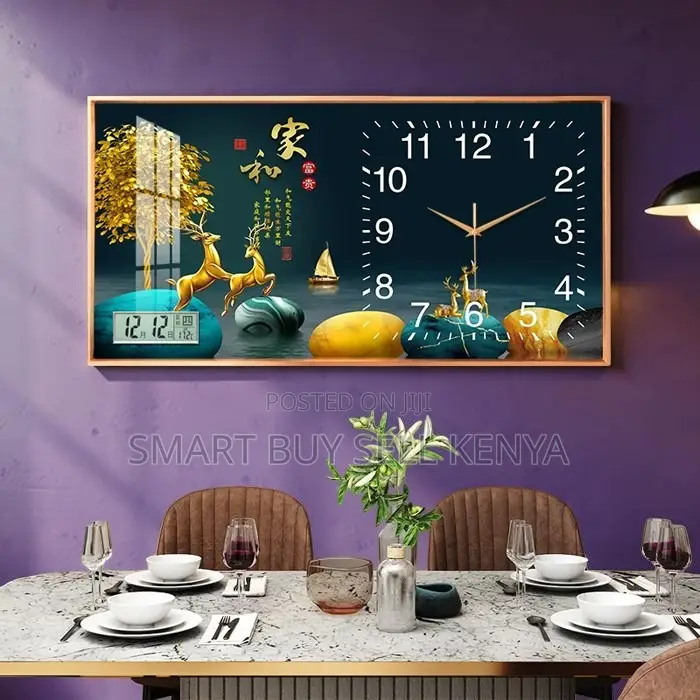 Artistic Design 100x50cm Rectangular Crystal Porcelain Wall Clock Art