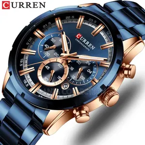 Blue and Gold Curren Chronograph Gents Watch