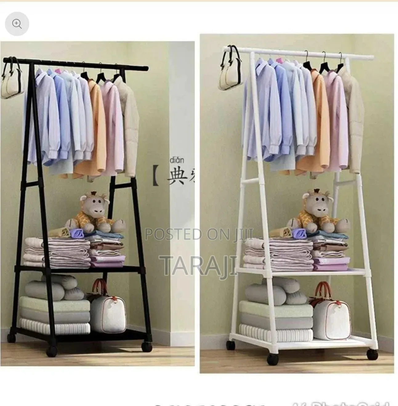 Premium a-Frame Movable Clothes Rack With Storage Shelves