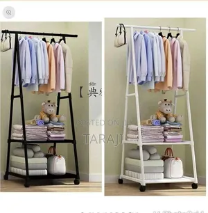 Premium a-Frame Movable Clothes Rack With Storage Shelves