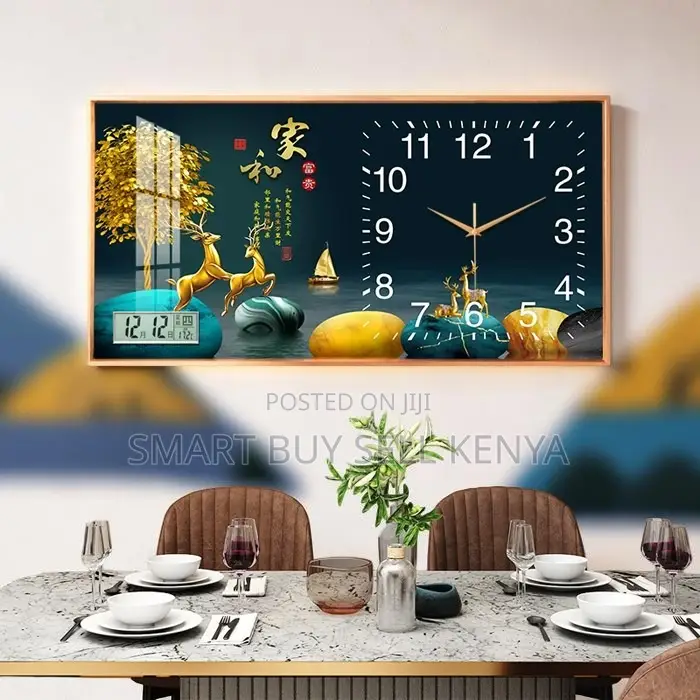 Durable Build 100x50cm Rectangular Crystal Porcelain Wall Clock Art