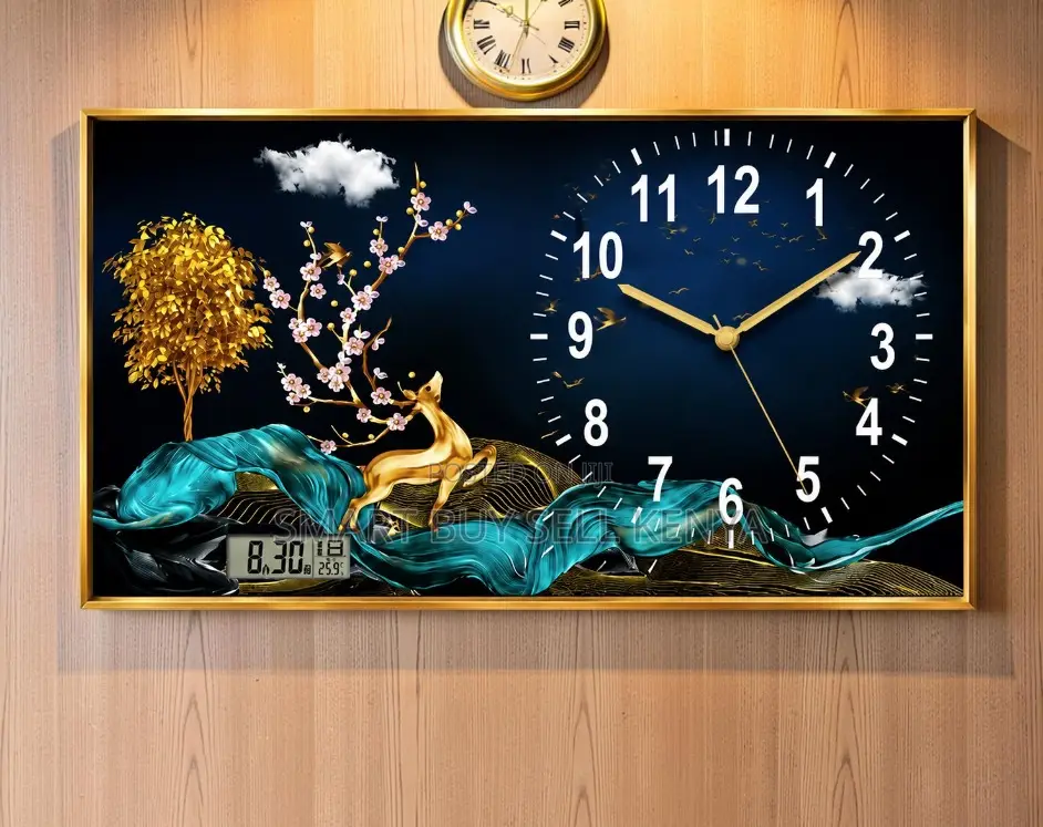 Smooth Texture 100x50cm Rectangular Crystal Porcelain Wall Clock Art