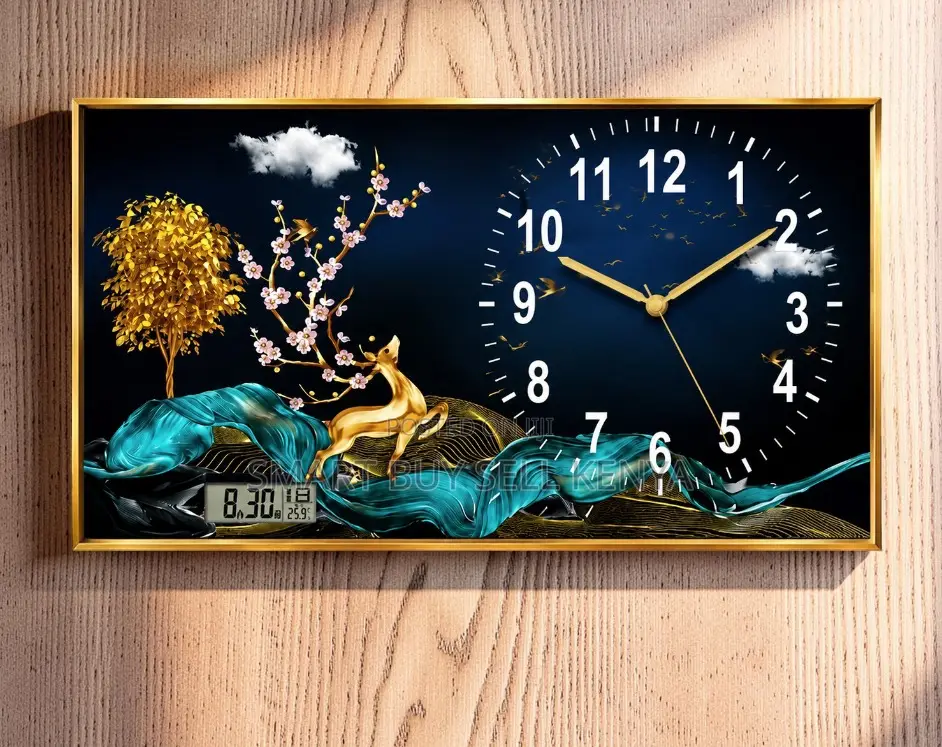 Home Upgrade 100x50cm Rectangular Crystal Porcelain Wall Clock Art