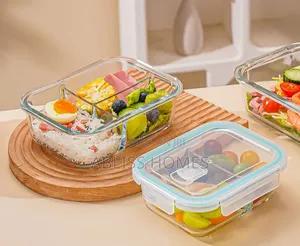 3 Grid High Borosilicate Glass Partitioned Lunchbox