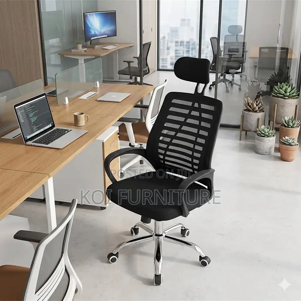 Office Chairs; Height Adjustable Fabric Headrest Office Chair
