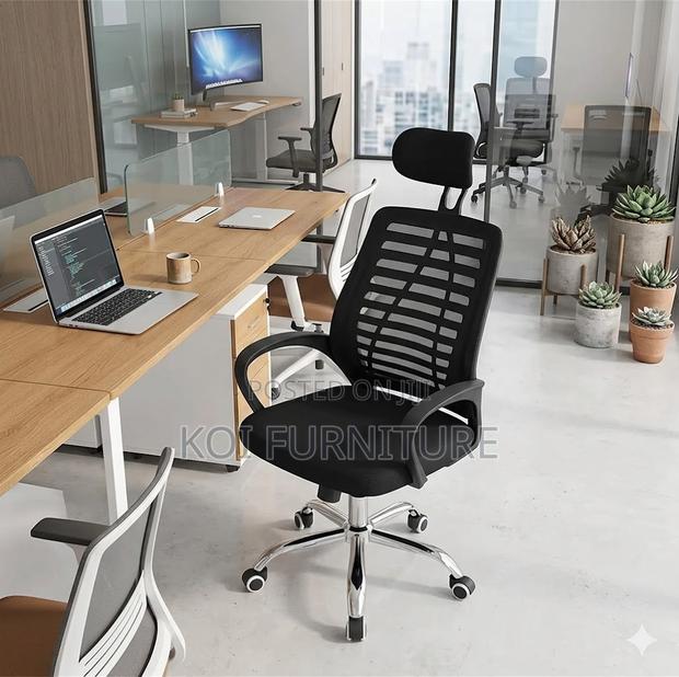 Office Chairs; Height Adjustable Fabric Headrest Office Chair - thumbnail 2