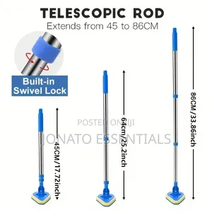 3-in-1 Long Handle Tub and Tile Scrub Brush Extendable 35"