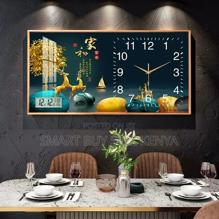 Livingroom Ready 100x50cm Rectangular Crystal Porcelain Wall Clock Art