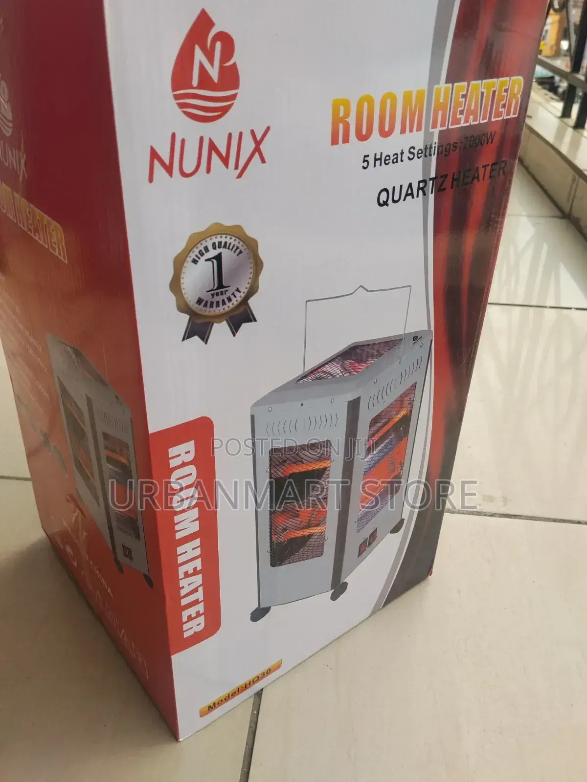Nunix 2000w 5-Sided Quartz Room Heater With Wheels