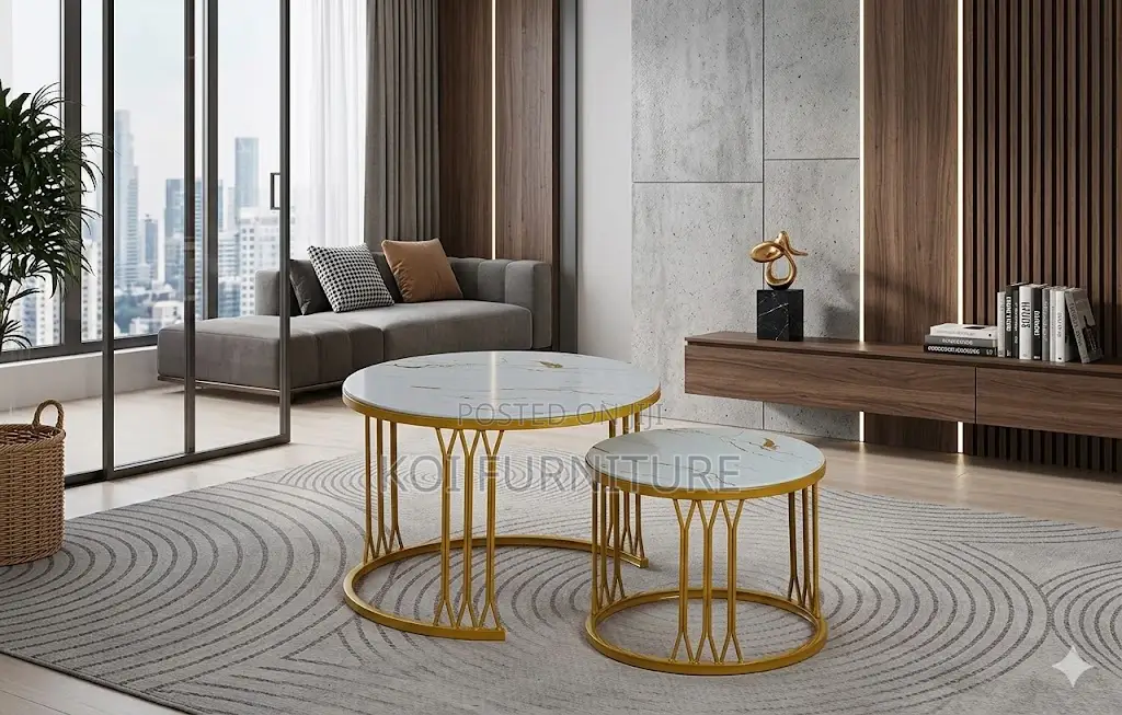 Cofffee Table; Marble Round Executive Living Room Coffee Table