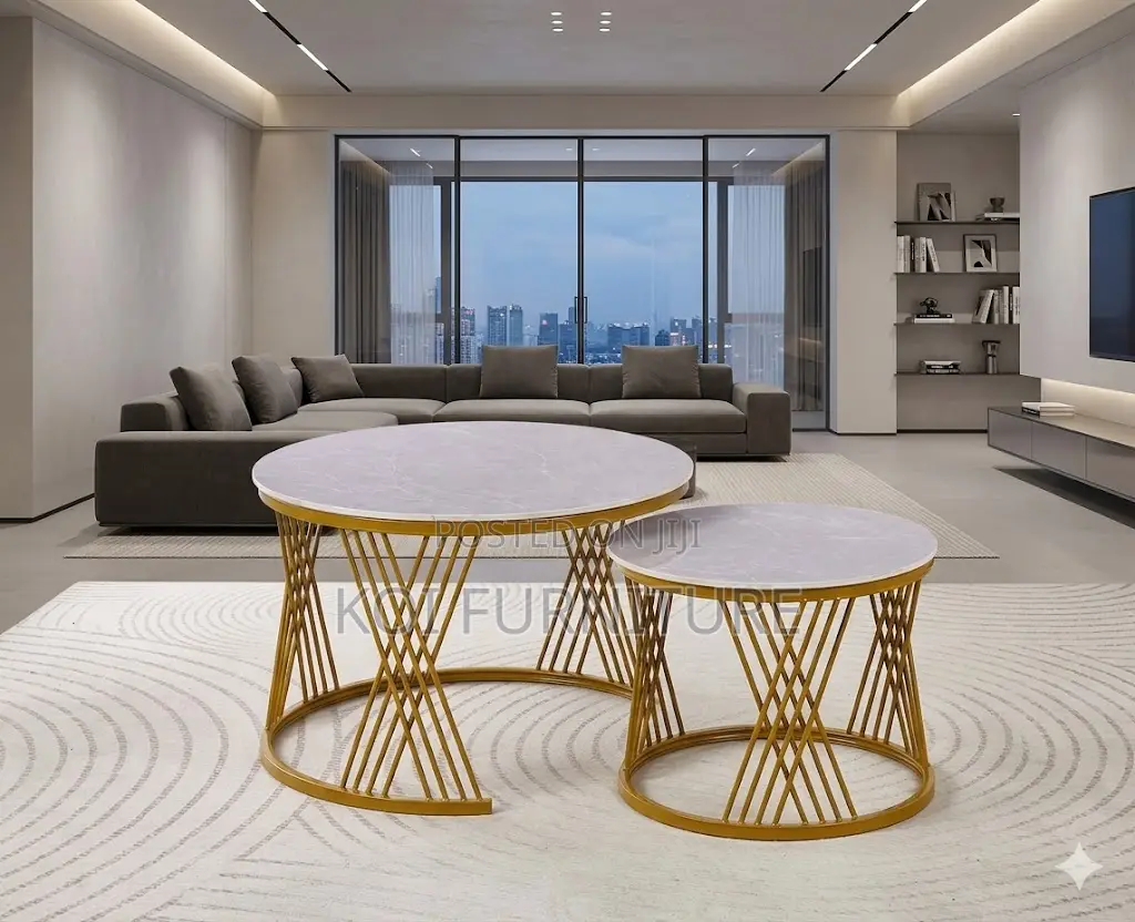 Cofffee Table; Marble Round Executive Living Room Coffee Table
