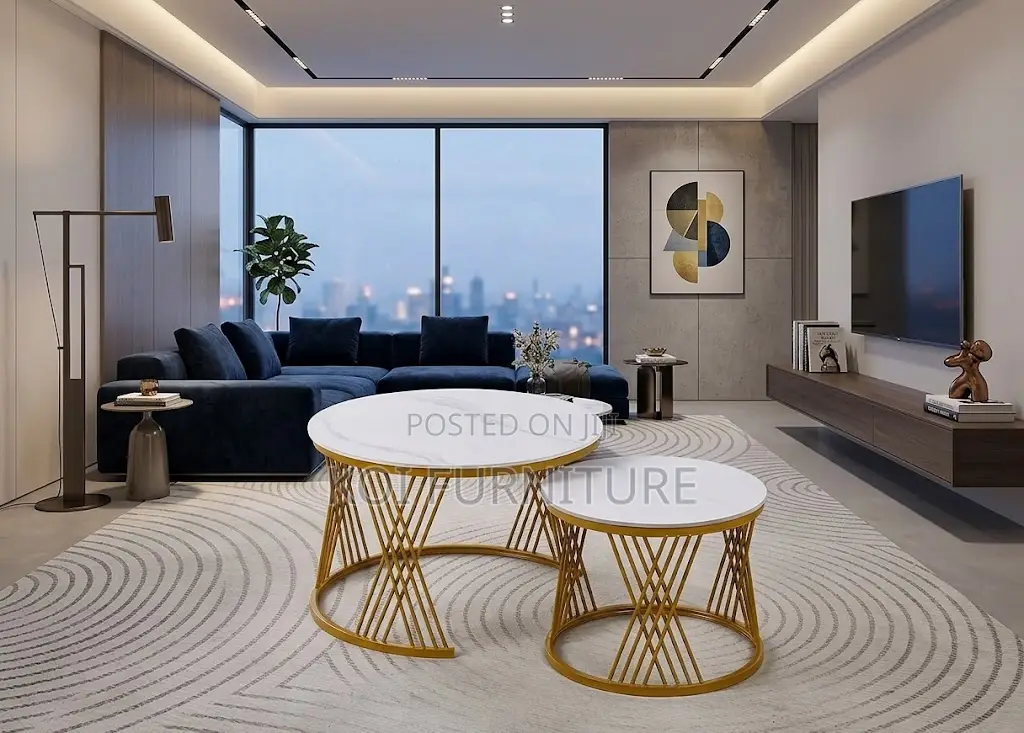 Cofffee Table; Marble Round Executive Living Room Coffee Table