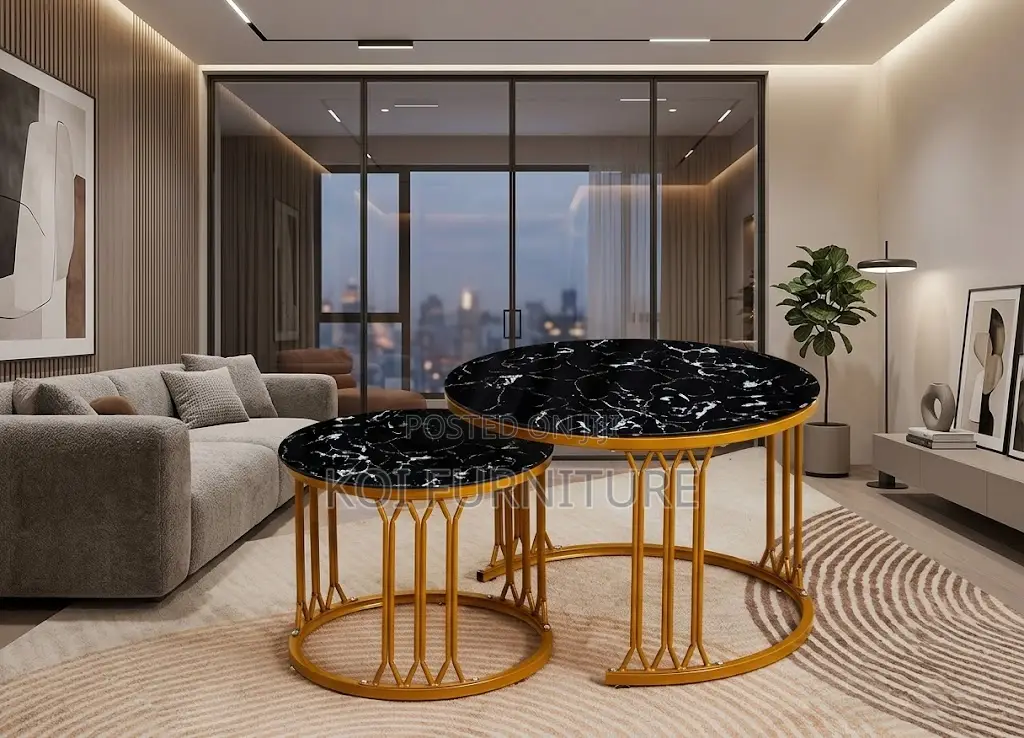 Cofffee Table; Marble Round Executive Living Room Coffee Table