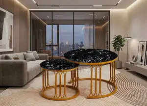 Cofffee Table; Marble Round Executive Living Room Coffee Table