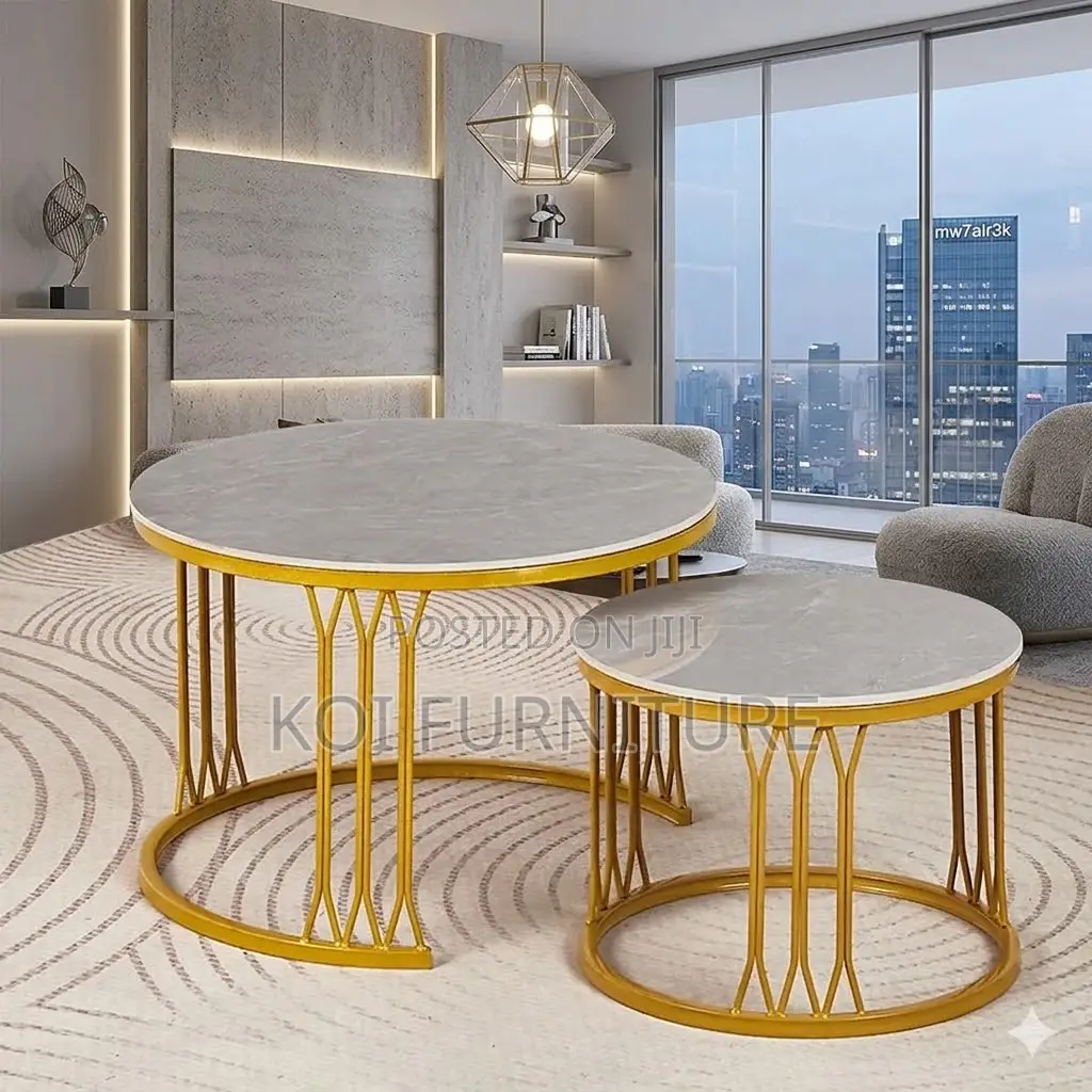 Cofffee Table; Marble Round Executive Living Room Coffee Table