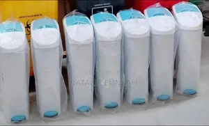 White and Blue Sanitary Bins