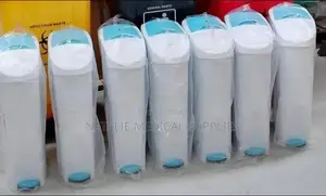 White and Blue Sanitary Bins