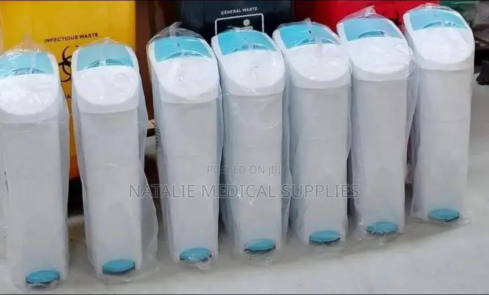 White and Blue Sanitary Bins