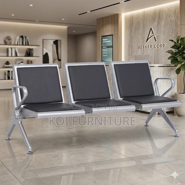 Office Bench; Three Seater Leather Upholstered Office Bench - thumbnail 3