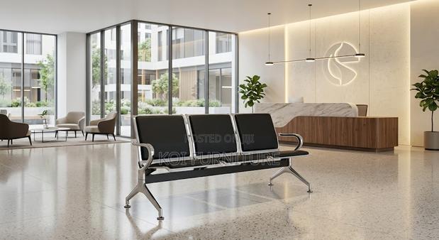 Office Bench; Three Seater Leather Upholstered Office Bench - thumbnail 4