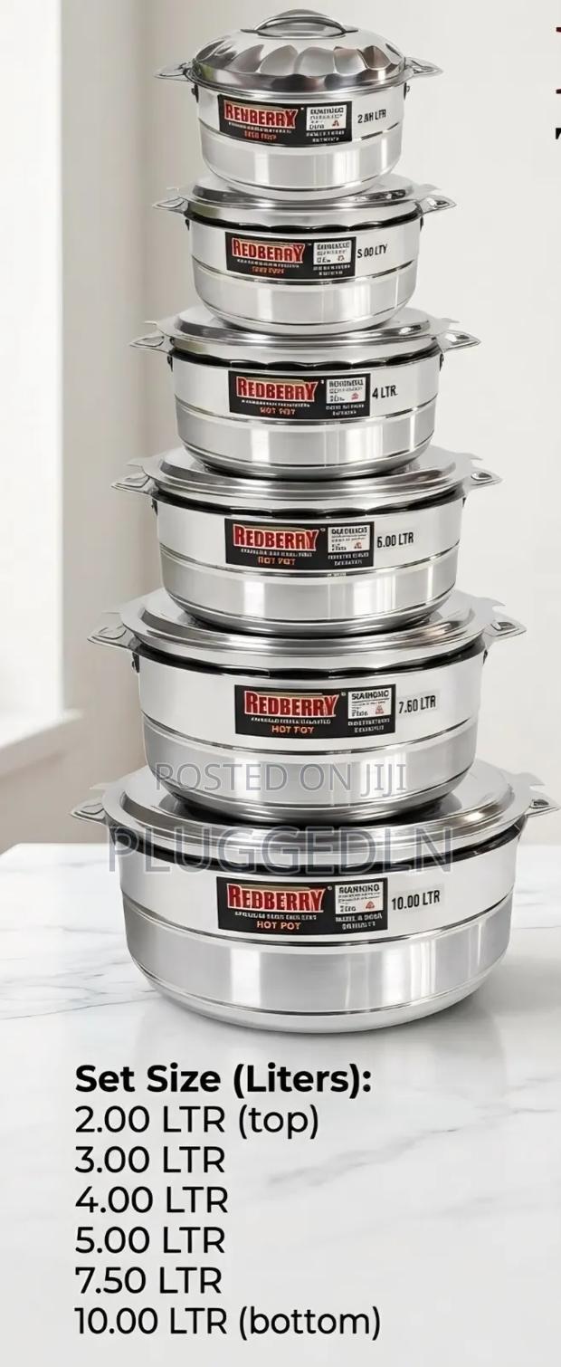 Redberry Tall-Maxx Set 6 Stainless Steel Hot Pots