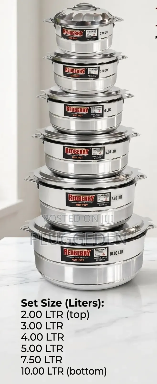 Redberry Tall-maxx Set 6 Stainless Steel Hot Pots