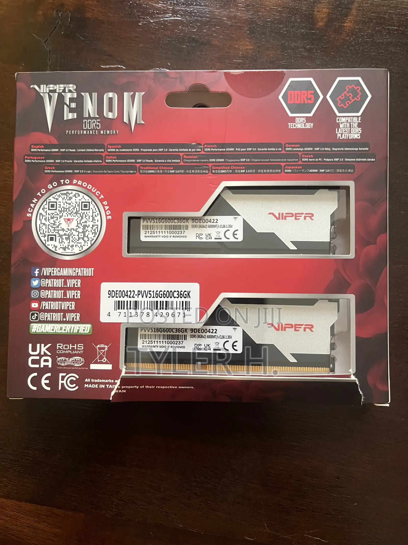 Patriot Memory Venom Ddr5 Ram 16gb (2x8gb) 6000mhz Cl30
