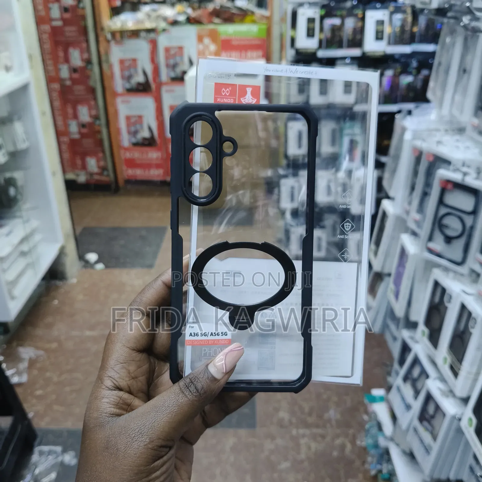 Samsung A36 Clear Shockproof Back Cover With Magnetic Stand