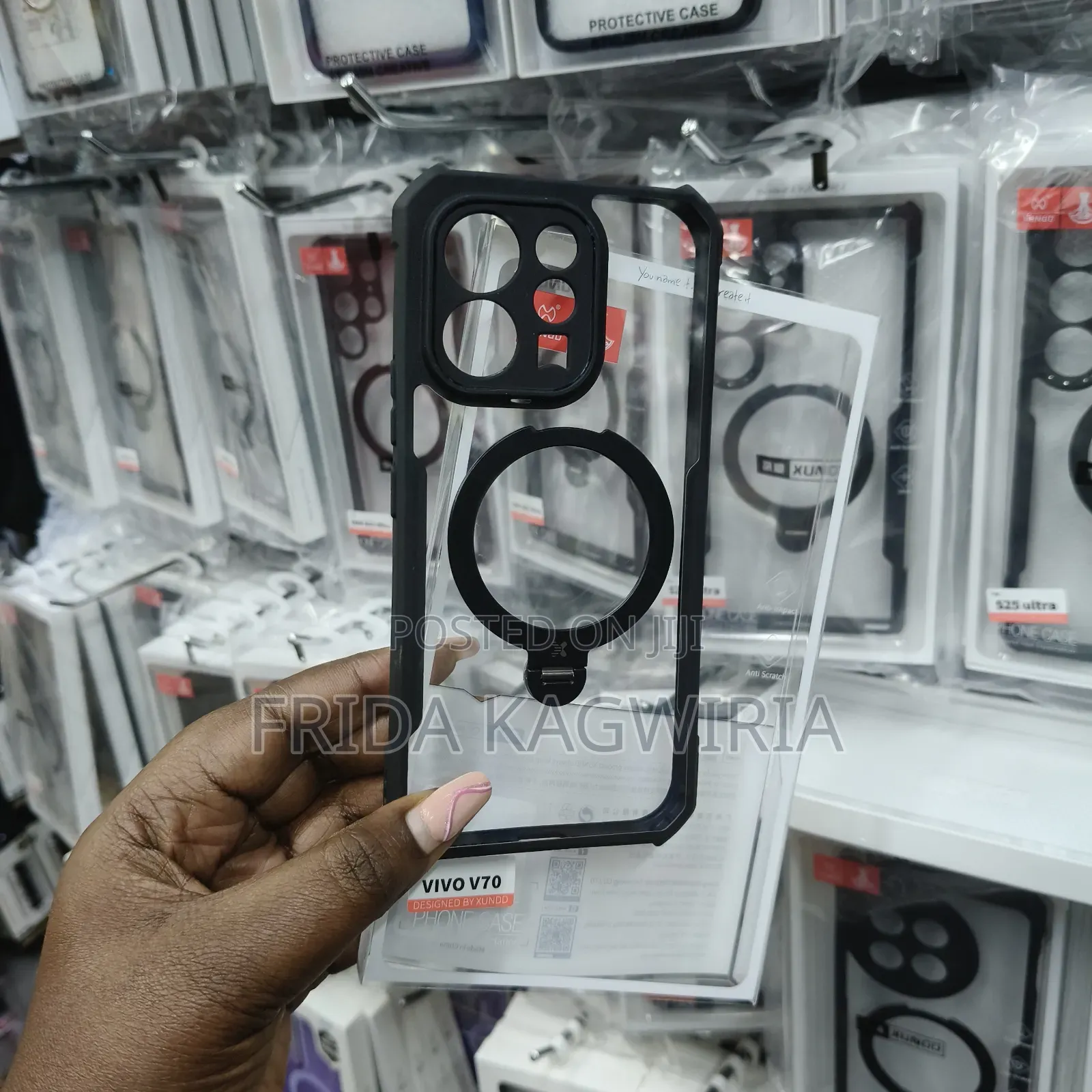 Vivo V70 Xundd Shockproof Clear Back Cover With Magnetic Stand