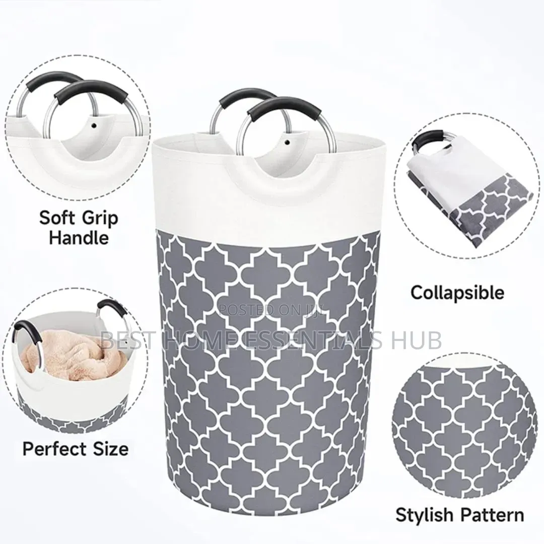*Large Capacity Laundry Basket 82l With Metal Handles*