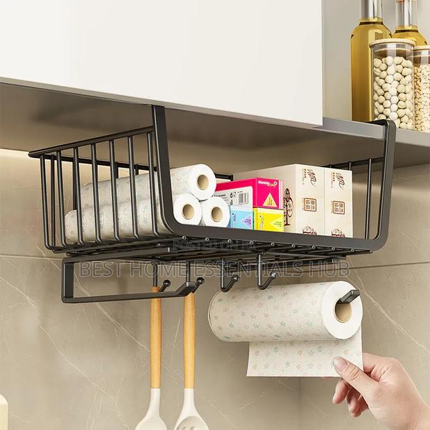*4 in 1 Metallic Under Shelf Rack With Hooks* - thumbnail 3