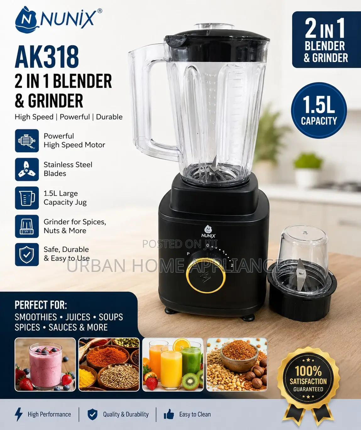 Nunix Multifunction Blender and Grinder – Perfect for Home Use