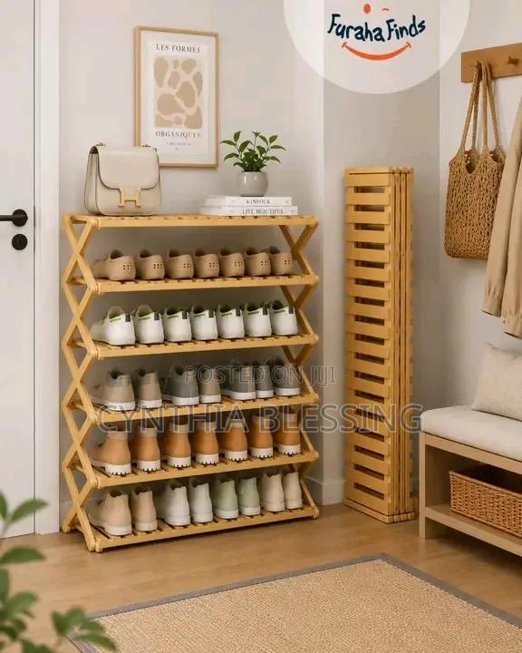 6-Tier Foldable Bamboo Shoe Rack