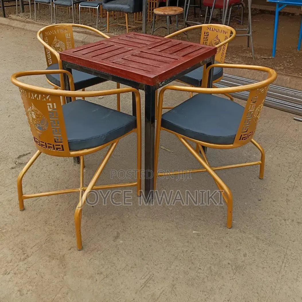Classy Modern Restaurant Set, With a Wooden Table 