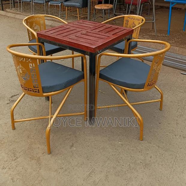 Classy Modern Restaurant Set, With a Wooden Table 