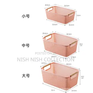 3pcs Extra-Large Plastic Mesh Storage Basket