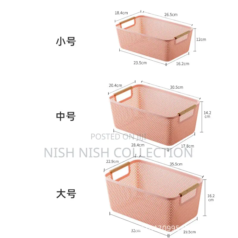 3pcs Extra-Large Plastic Mesh Storage Basket