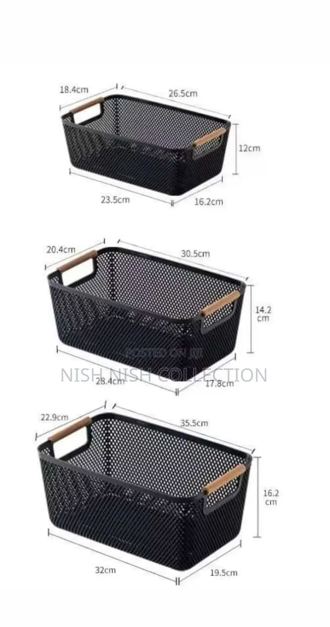 3pcs Extra-Large Plastic Mesh Storage Basket