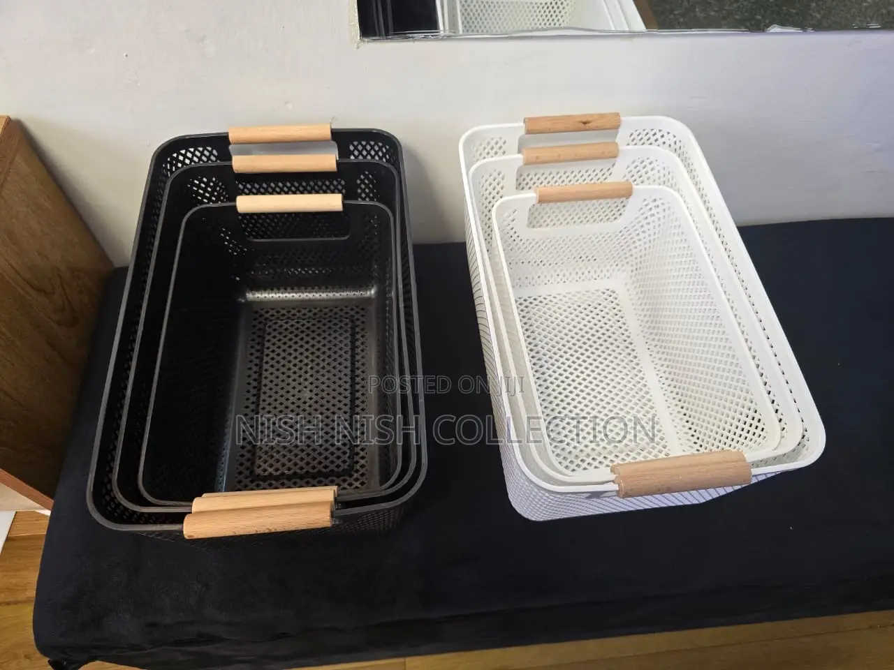 3pcs Extra-Large Plastic Mesh Storage Basket