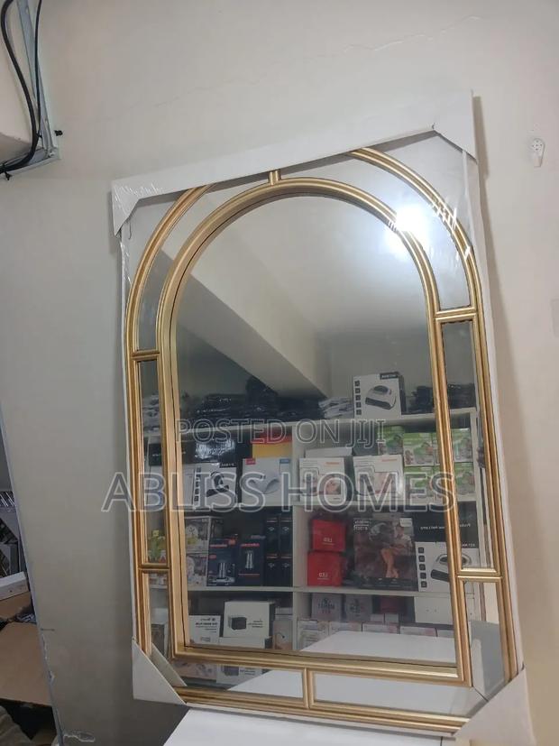 Elegant Arched Gold Frame Decorative Mirror - main view