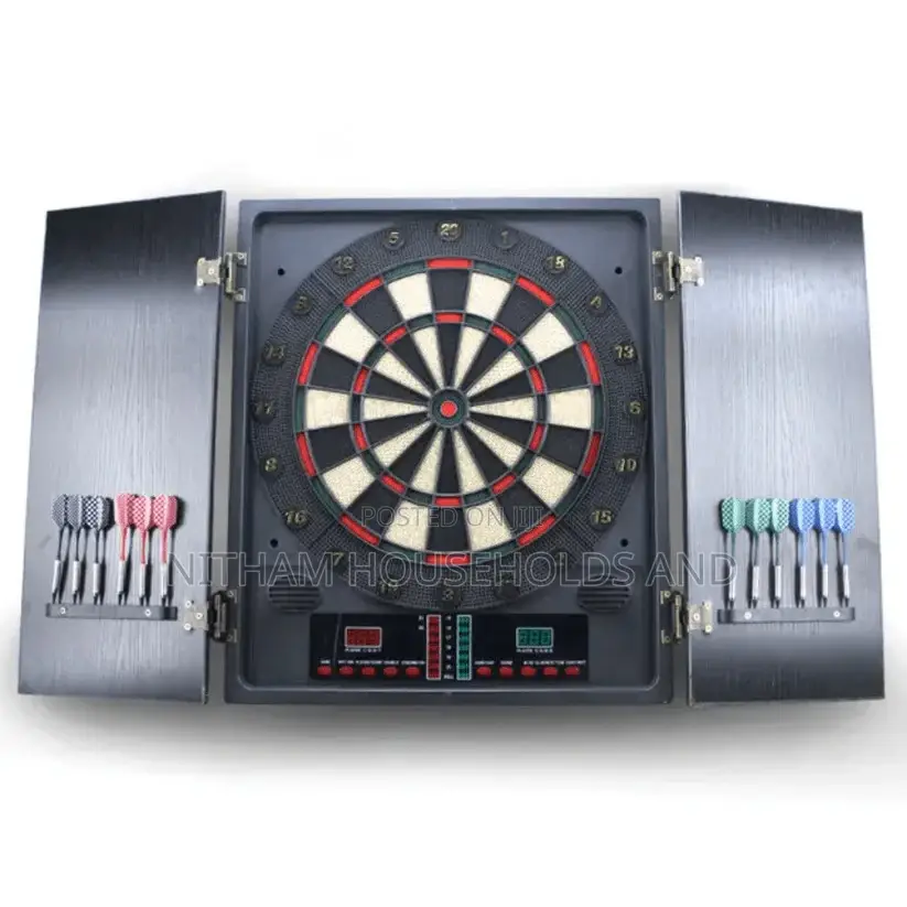 Electronic Dartboard Cabinet With Digital Scoring Soft-Tip Darts