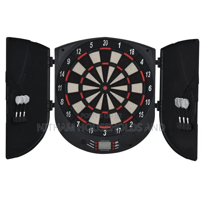 Electronic Dartboard Cabinet With Digital Scoring and Soft-Tip Darts