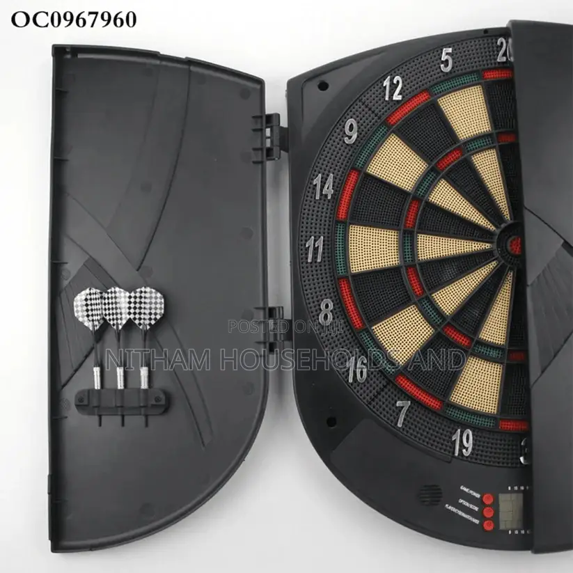 Electronic Dartboard Cabinet With Digital Scoring and Soft-Tip Darts